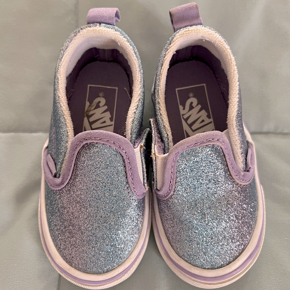 Vans Kids Glitter Slip-On Shoes - Purple, Blue and Silver